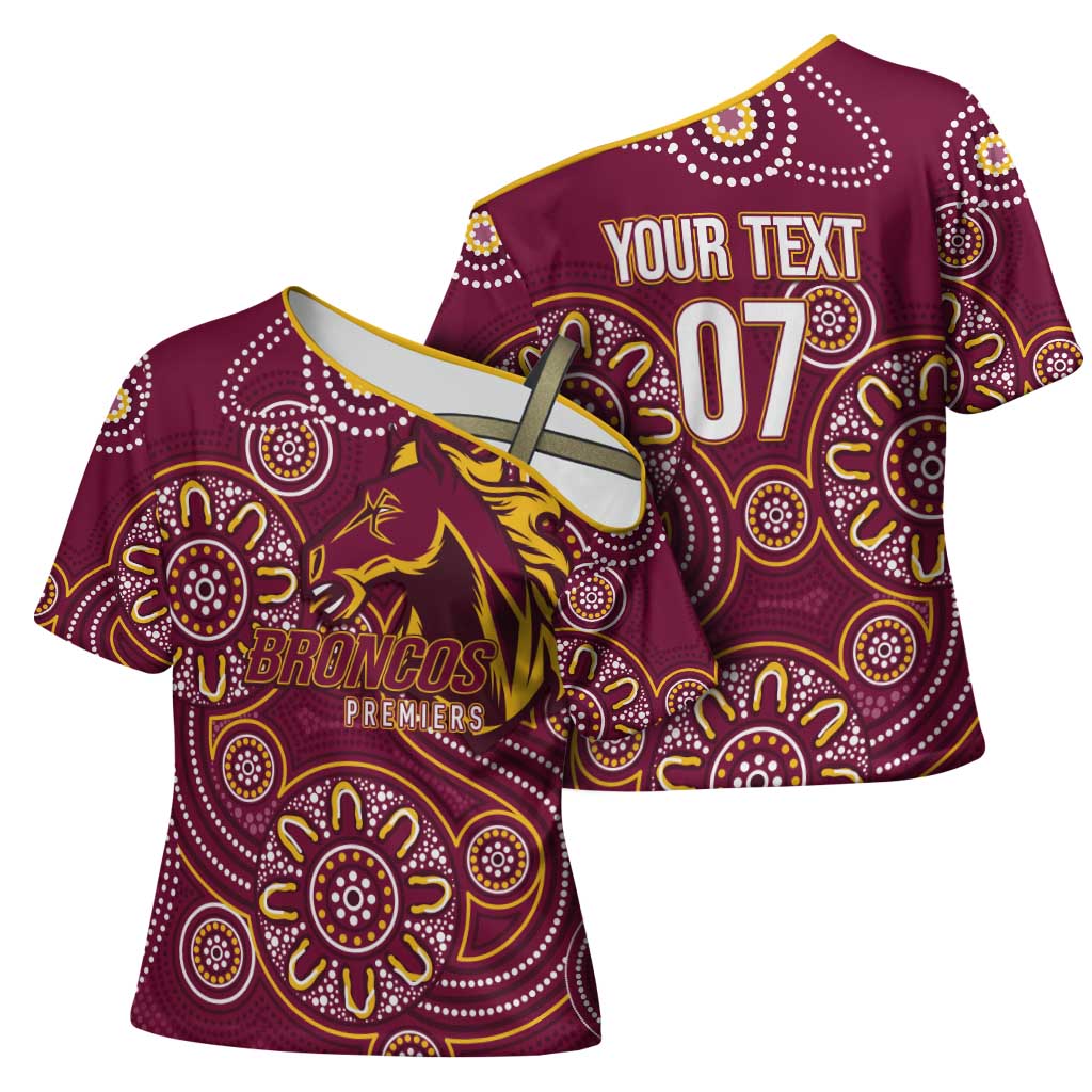 Brisbane Rugby NRL Custom Indigenous Cross Shoulder Shirt The Mighty Broncos - Aussie Hoodie