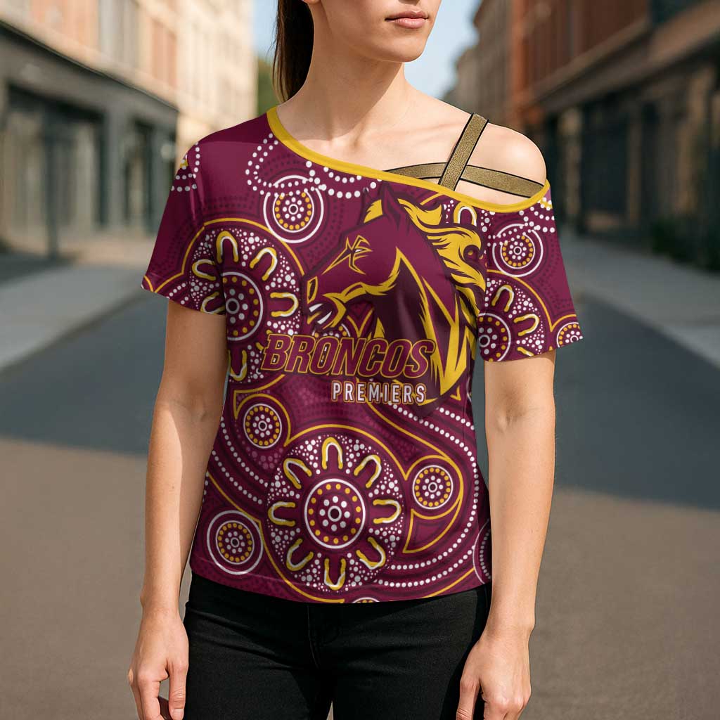 Brisbane Rugby NRL Custom Indigenous Cross Shoulder Shirt The Mighty Broncos - Aussie Hoodie