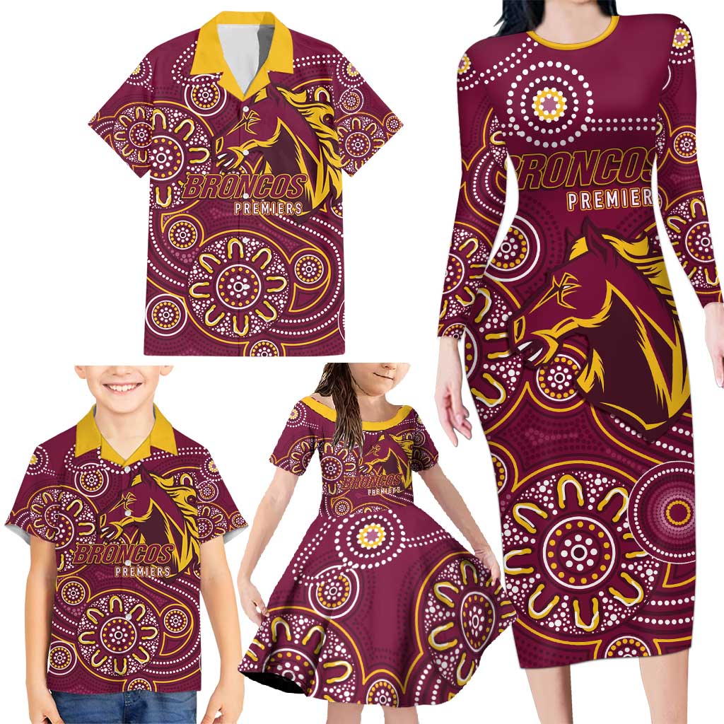 Brisbane Rugby NRL Custom Indigenous Family Matching Long Sleeve Bodycon Dress and Hawaiian Shirt The Mighty Broncos - Aussie Hoodie