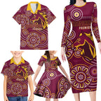 Brisbane Rugby NRL Custom Indigenous Family Matching Long Sleeve Bodycon Dress and Hawaiian Shirt The Mighty Broncos - Aussie Hoodie