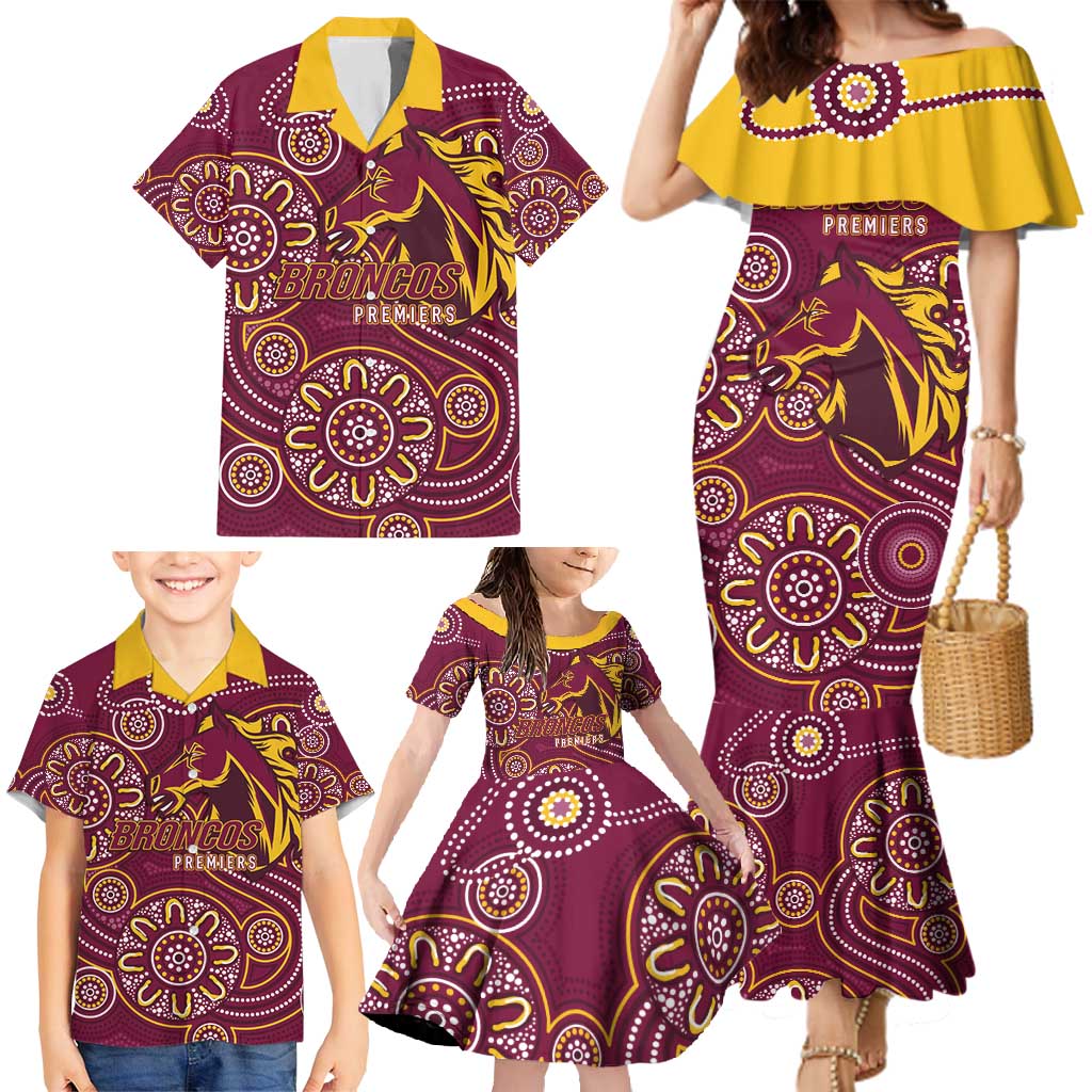 Brisbane Rugby NRL Custom Indigenous Family Matching Mermaid Dress and Hawaiian Shirt The Mighty Broncos - Aussie Hoodie
