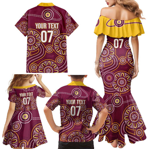 Brisbane Rugby NRL Custom Indigenous Family Matching Mermaid Dress and Hawaiian Shirt The Mighty Broncos - Aussie Hoodie