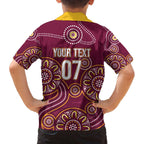 Brisbane Rugby NRL Custom Indigenous Family Matching Off The Shoulder Long Sleeve Dress and Hawaiian Shirt The Mighty Broncos - Aussie Hoodie