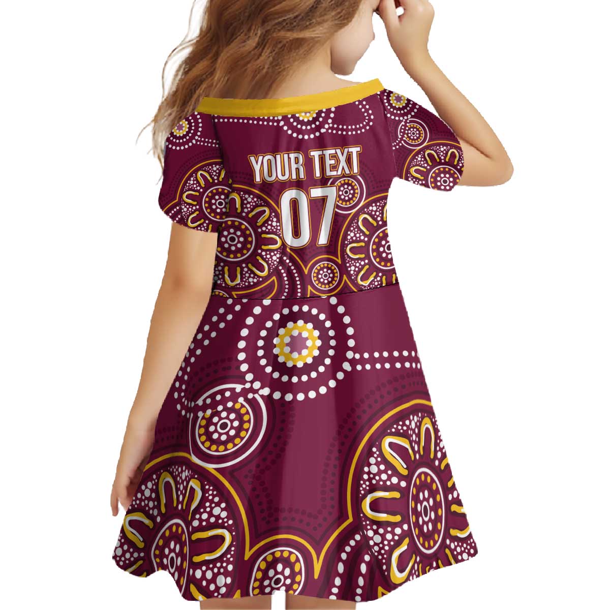 Brisbane Rugby NRL Custom Indigenous Family Matching Off The Shoulder Long Sleeve Dress and Hawaiian Shirt The Mighty Broncos - Aussie Hoodie