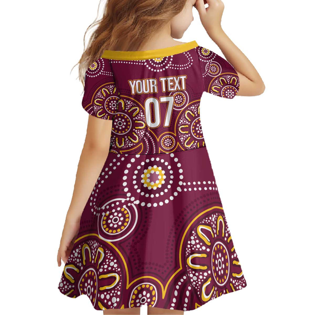 Brisbane Rugby NRL Custom Indigenous Family Matching Off The Shoulder Long Sleeve Dress and Hawaiian Shirt The Mighty Broncos - Aussie Hoodie