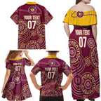 Brisbane Rugby NRL Custom Indigenous Family Matching Off Shoulder Maxi Dress and Hawaiian Shirt The Mighty Broncos - Aussie Hoodie