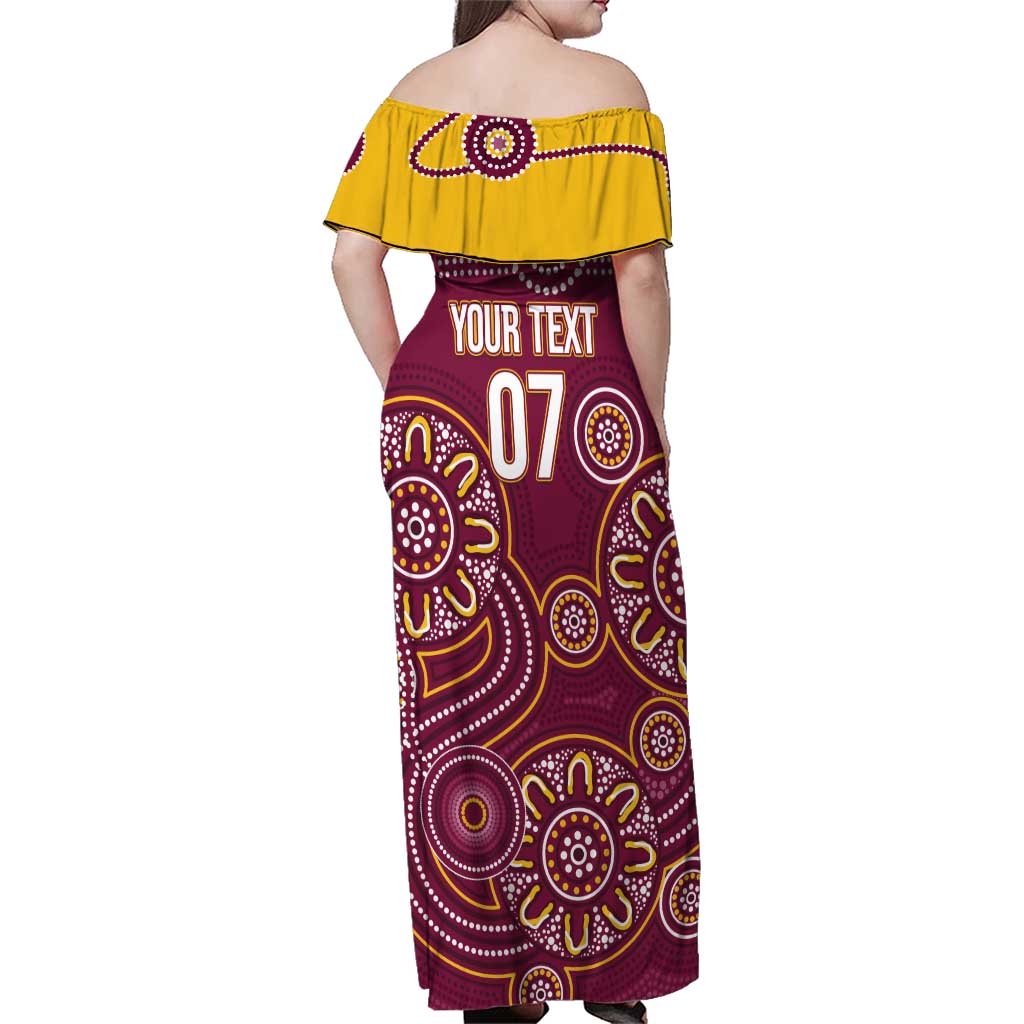 Brisbane Rugby NRL Custom Indigenous Family Matching Off Shoulder Maxi Dress and Hawaiian Shirt The Mighty Broncos - Aussie Hoodie