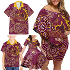 Brisbane Rugby NRL Custom Indigenous Family Matching Off Shoulder Short Dress and Hawaiian Shirt The Mighty Broncos - Aussie Hoodie