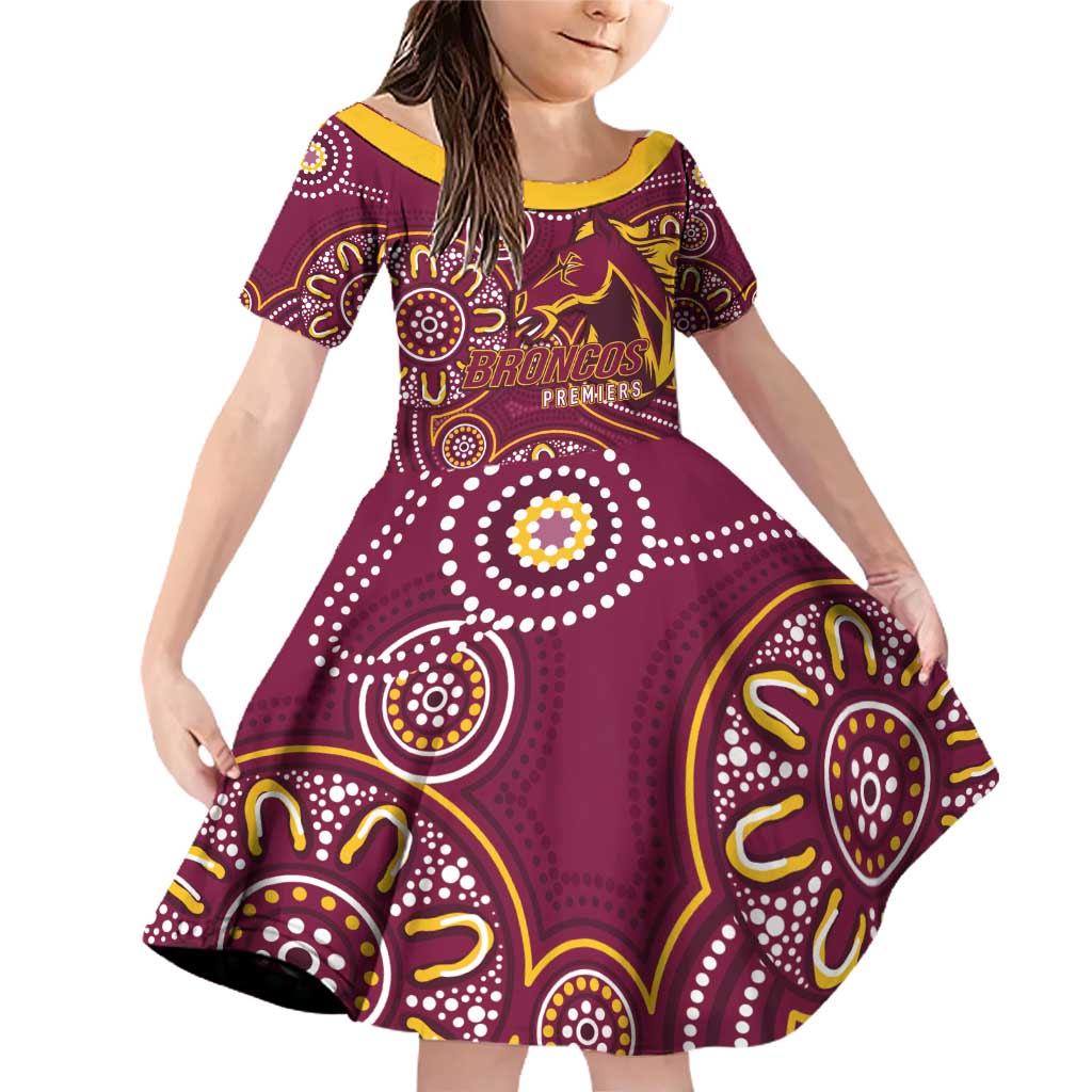 Brisbane Rugby NRL Custom Indigenous Family Matching Off Shoulder Short Dress and Hawaiian Shirt The Mighty Broncos - Aussie Hoodie