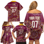 Brisbane Rugby NRL Custom Indigenous Family Matching Off Shoulder Short Dress and Hawaiian Shirt The Mighty Broncos - Aussie Hoodie