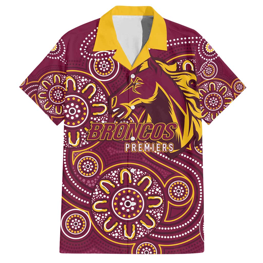 Brisbane Rugby NRL Custom Indigenous Family Matching Off Shoulder Short Dress and Hawaiian Shirt The Mighty Broncos - Aussie Hoodie