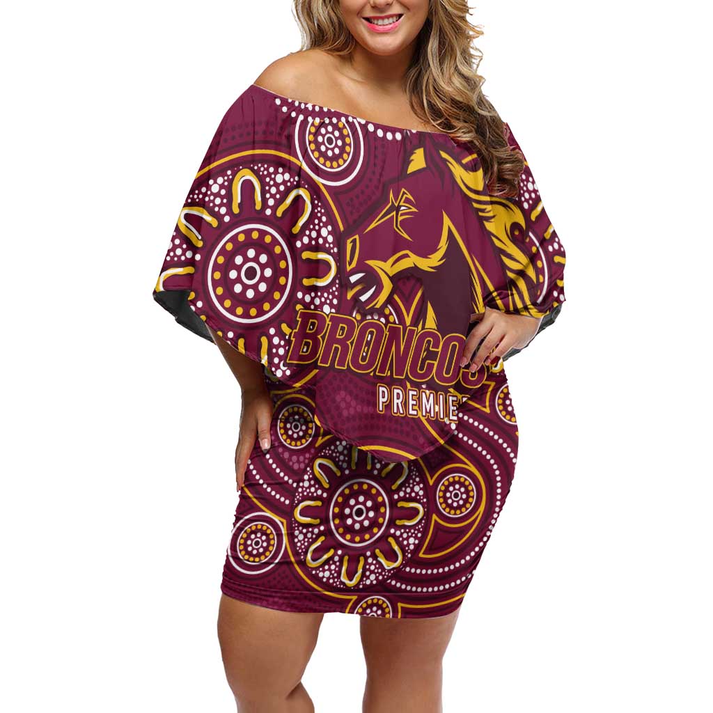 Brisbane Rugby NRL Custom Indigenous Family Matching Off Shoulder Short Dress and Hawaiian Shirt The Mighty Broncos - Aussie Hoodie