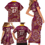 Brisbane Rugby NRL Custom Indigenous Family Matching Short Sleeve Bodycon Dress and Hawaiian Shirt The Mighty Broncos - Aussie Hoodie