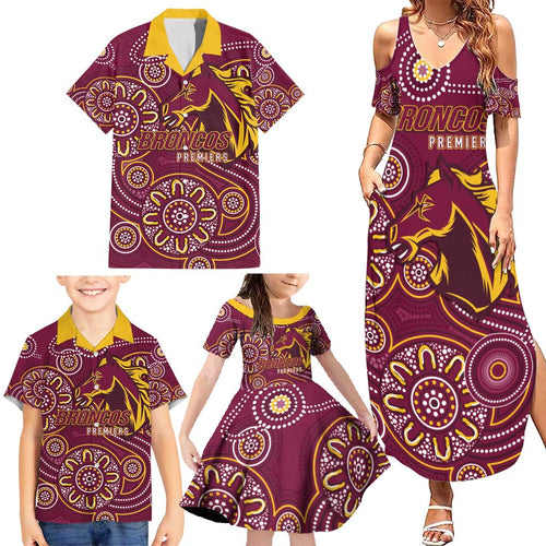 Brisbane Rugby NRL Custom Indigenous Family Matching Summer Maxi Dress and Hawaiian Shirt The Mighty Broncos - Aussie Hoodie