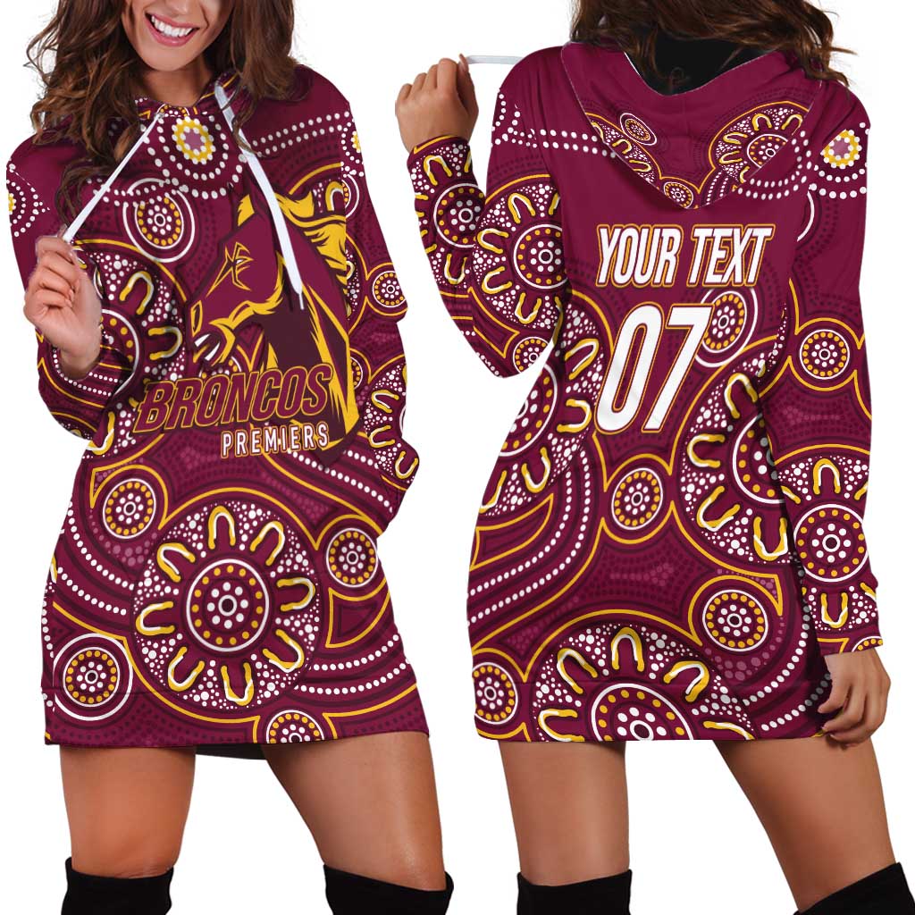 Brisbane Rugby NRL Custom Indigenous Hoodie Dress The Mighty Broncos - Aussie Hoodie