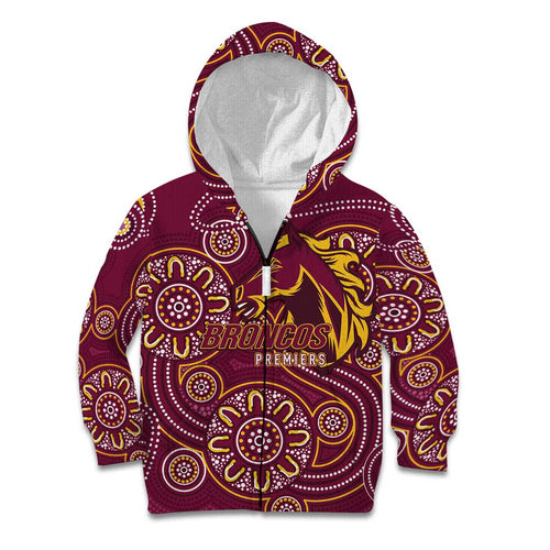 Brisbane Rugby NRL Custom Indigenous Kid Hoodie The Mighty Broncos - Aussie Hoodie