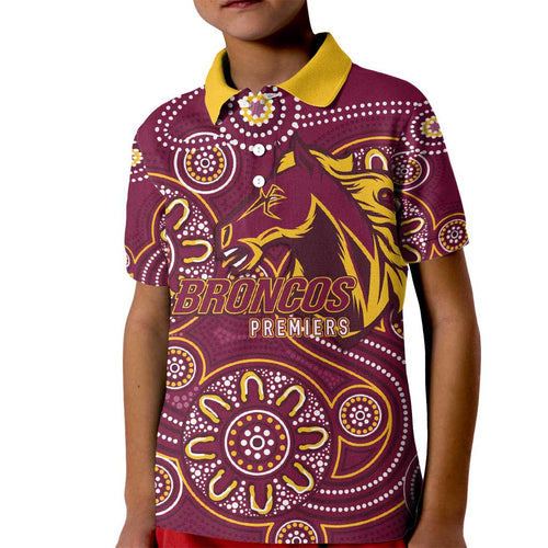 Brisbane Rugby NRL Custom Indigenous Kid Polo Shirt The Mighty Broncos - Aussie Hoodie