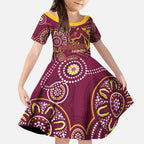 Brisbane Rugby NRL Custom Indigenous Kid Short Sleeve Dress The Mighty Broncos - Aussie Hoodie