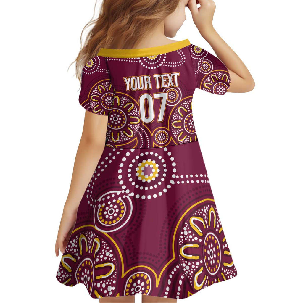 Brisbane Rugby NRL Custom Indigenous Kid Short Sleeve Dress The Mighty Broncos - Aussie Hoodie