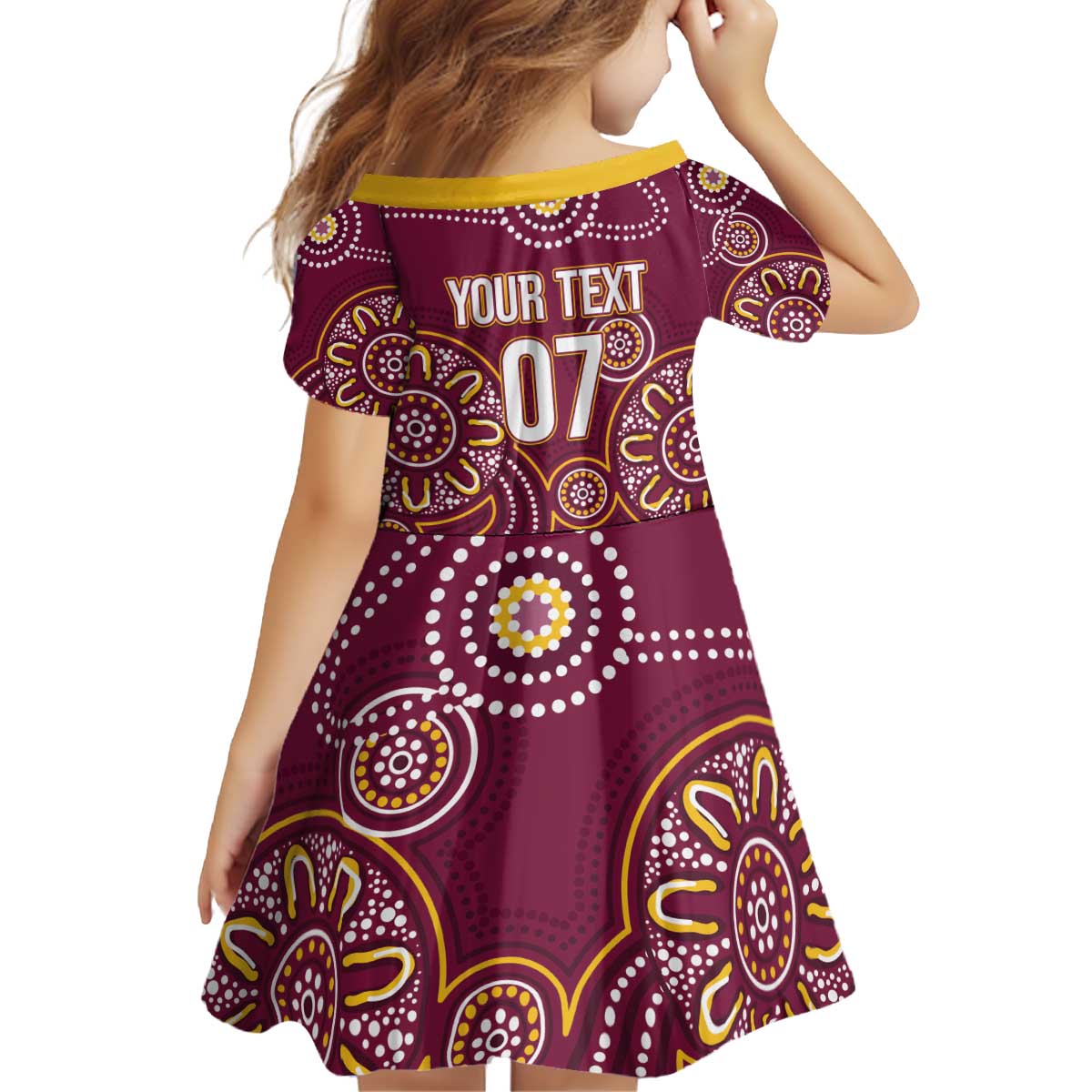 Brisbane Rugby NRL Custom Indigenous Kid Short Sleeve Dress The Mighty Broncos - Aussie Hoodie