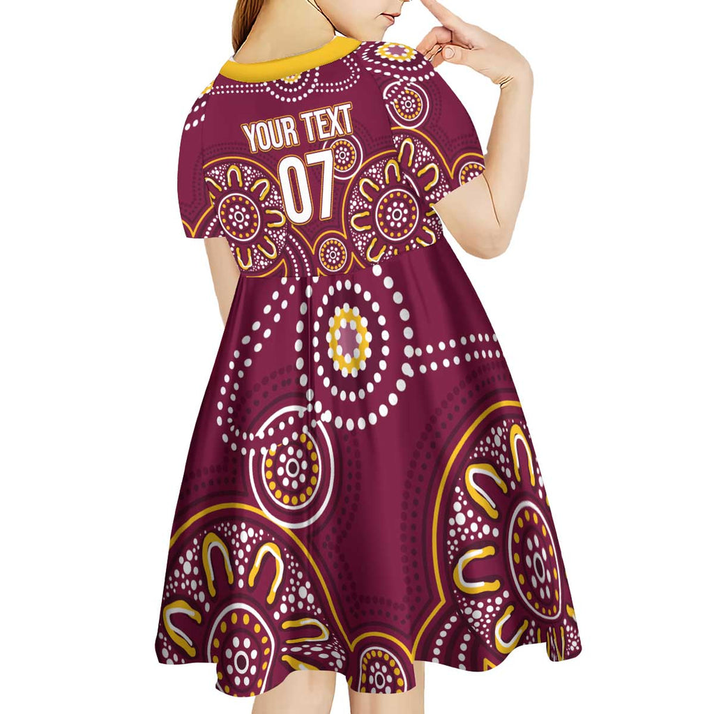 Brisbane Rugby NRL Custom Indigenous Kid Short Sleeve Dress The Mighty Broncos - Aussie Hoodie