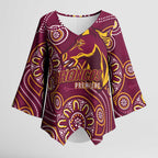 Brisbane Rugby NRL Custom Indigenous Kimono Sleeve Blouse The Mighty Broncos - Aussie Hoodie
