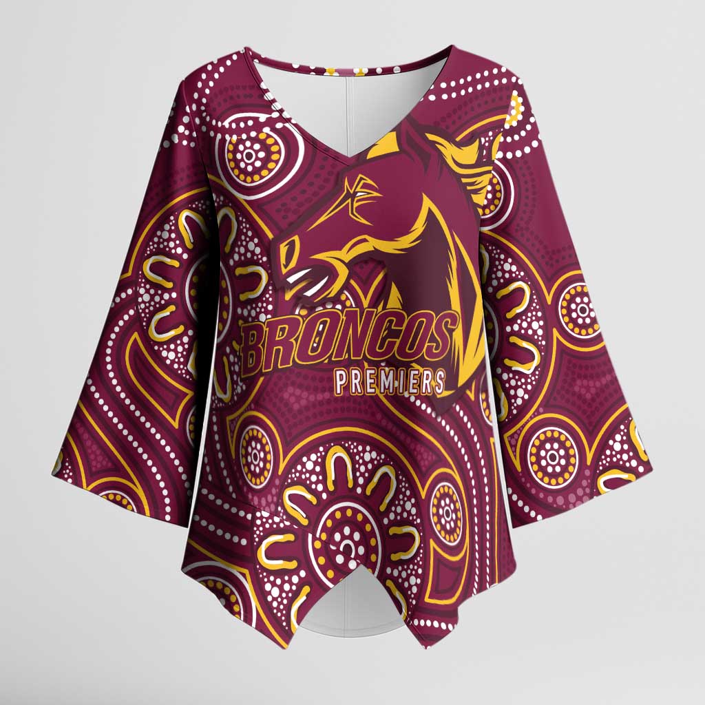 Brisbane Rugby NRL Custom Indigenous Kimono Sleeve Blouse The Mighty Broncos - Aussie Hoodie