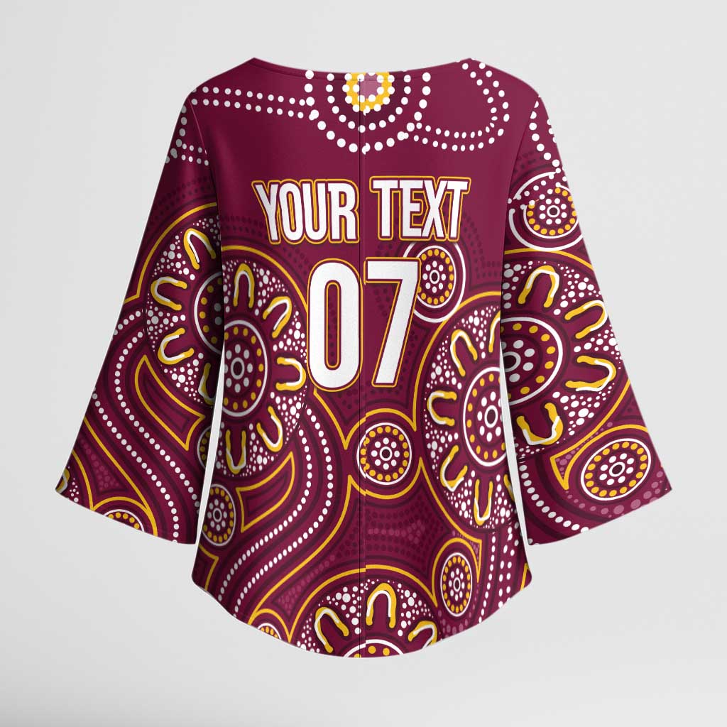 Brisbane Rugby NRL Custom Indigenous Kimono Sleeve Blouse The Mighty Broncos - Aussie Hoodie