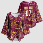 Brisbane Rugby NRL Custom Indigenous Kimono Sleeve Blouse The Mighty Broncos - Aussie Hoodie