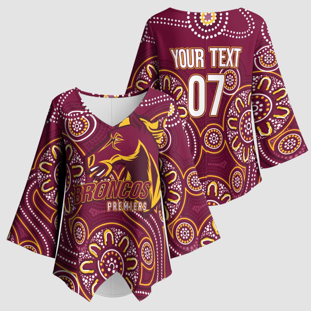 Brisbane Rugby NRL Custom Indigenous Kimono Sleeve Blouse The Mighty Broncos - Aussie Hoodie