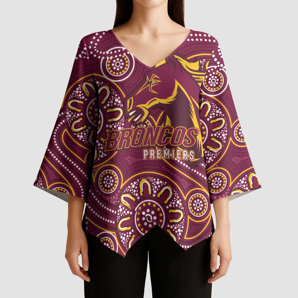 Brisbane Rugby NRL Custom Indigenous Kimono Sleeve Blouse The Mighty Broncos - Aussie Hoodie