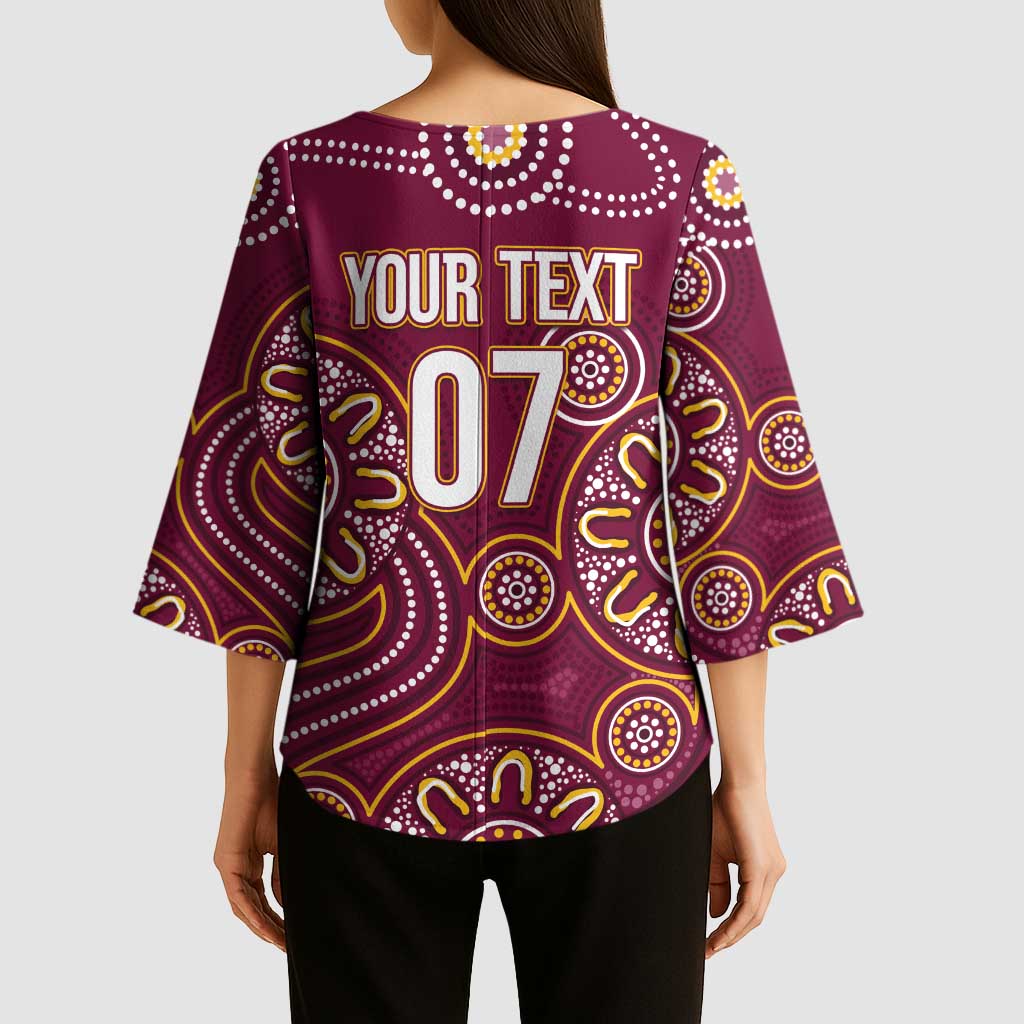 Brisbane Rugby NRL Custom Indigenous Kimono Sleeve Blouse The Mighty Broncos - Aussie Hoodie