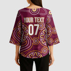 Brisbane Rugby NRL Custom Indigenous Kimono Sleeve Blouse The Mighty Broncos - Aussie Hoodie