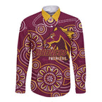 Brisbane Rugby NRL Custom Indigenous Long Sleeve Button Shirt The Mighty Broncos - Aussie Hoodie