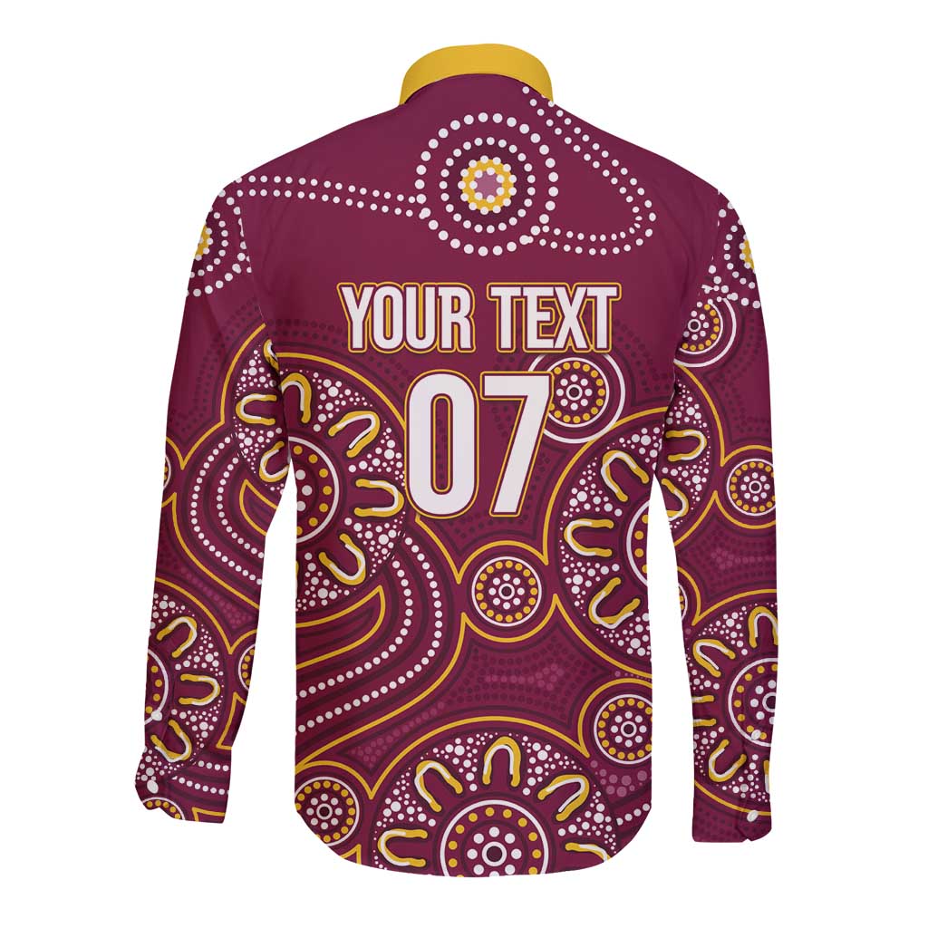 Brisbane Rugby NRL Custom Indigenous Long Sleeve Button Shirt The Mighty Broncos - Aussie Hoodie