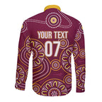 Brisbane Rugby NRL Custom Indigenous Long Sleeve Button Shirt The Mighty Broncos - Aussie Hoodie