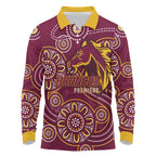Brisbane Rugby NRL Custom Indigenous Long Sleeve Polo Shirt The Mighty Broncos - Aussie Hoodie