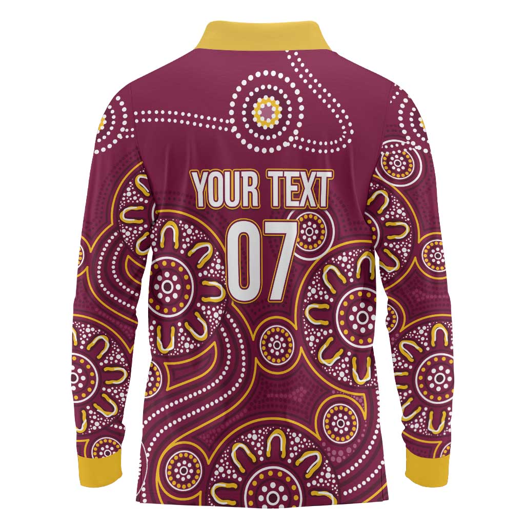 Brisbane Rugby NRL Custom Indigenous Long Sleeve Polo Shirt The Mighty Broncos - Aussie Hoodie