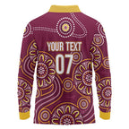 Brisbane Rugby NRL Custom Indigenous Long Sleeve Polo Shirt The Mighty Broncos - Aussie Hoodie