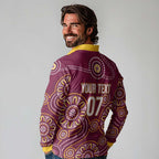 Brisbane Rugby NRL Custom Indigenous Long Sleeve Polo Shirt The Mighty Broncos - Aussie Hoodie