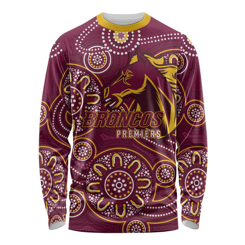 Brisbane Rugby NRL Custom Indigenous Long Sleeve Shirt The Mighty Broncos - Aussie Hoodie