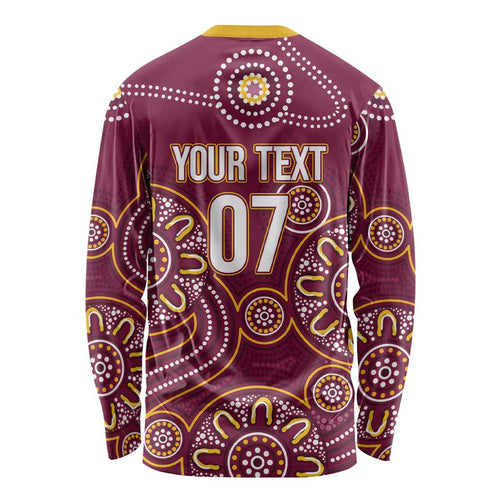 Brisbane Rugby NRL Custom Indigenous Long Sleeve Shirt The Mighty Broncos - Aussie Hoodie
