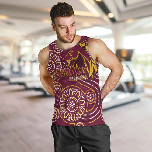 Brisbane Rugby NRL Custom Indigenous Men Tank Top The Mighty Broncos - Aussie Hoodie