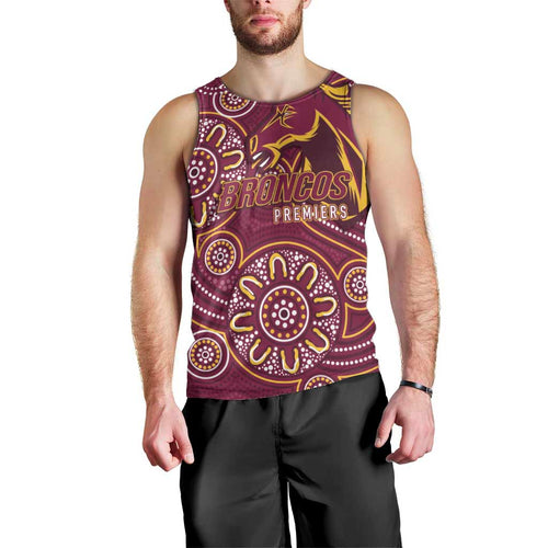 Brisbane Rugby NRL Custom Indigenous Men Tank Top The Mighty Broncos - Aussie Hoodie
