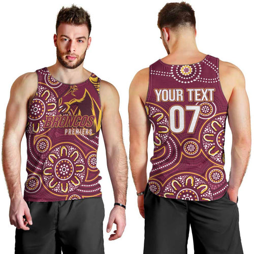 Brisbane Rugby NRL Custom Indigenous Men Tank Top The Mighty Broncos - Aussie Hoodie