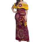 Brisbane Rugby NRL Custom Indigenous Off Shoulder Maxi Dress The Mighty Broncos - Aussie Hoodie