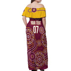 Brisbane Rugby NRL Custom Indigenous Off Shoulder Maxi Dress The Mighty Broncos - Aussie Hoodie