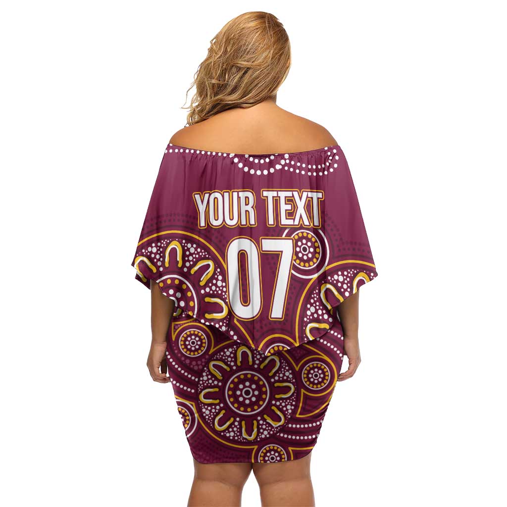 Brisbane Rugby NRL Custom Indigenous Off Shoulder Short Dress The Mighty Broncos - Aussie Hoodie