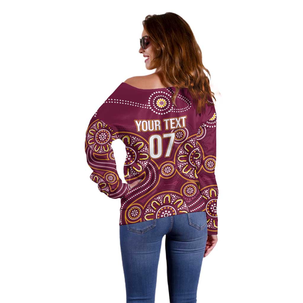 Brisbane Rugby NRL Custom Indigenous Off Shoulder Sweater The Mighty Broncos - Aussie Hoodie