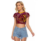 Brisbane Rugby NRL Custom Indigenous Raglan Cropped T Shirt The Mighty Broncos - Aussie Hoodie